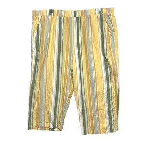 Croft & Barrow Striped Capris Linen Rayon Boho Flowy Lagenlook Beachy Plus 22W